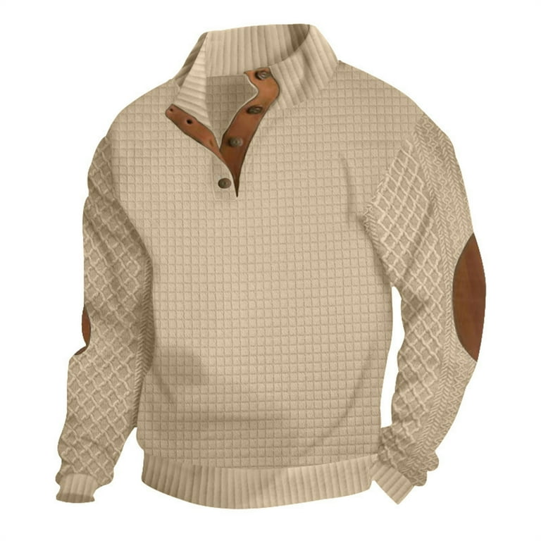 Tosmy Mens Sweatshirts Men Fashion Casual Relaxed Comfortable Solid Color Long Sleeve Stand Collar Button Sweatshirt 2024 Fashion Fall Pullover Walmart
