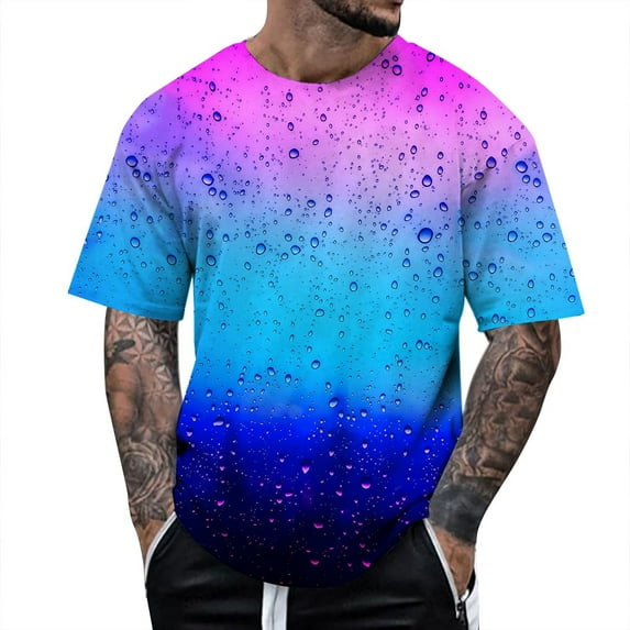 Tosmy Mens T Shirt Male Spring Autumn Floral Print Short Sleeve Crew Neck Tshirt Fashion Trend Bottoming Shirt T-Shirt For Men