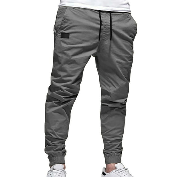 Tosmy Pants For Men Men's Fashion Casual Mid Waist Pencil Pant Solid Pocket Full Length Trousers Relaxed Fit