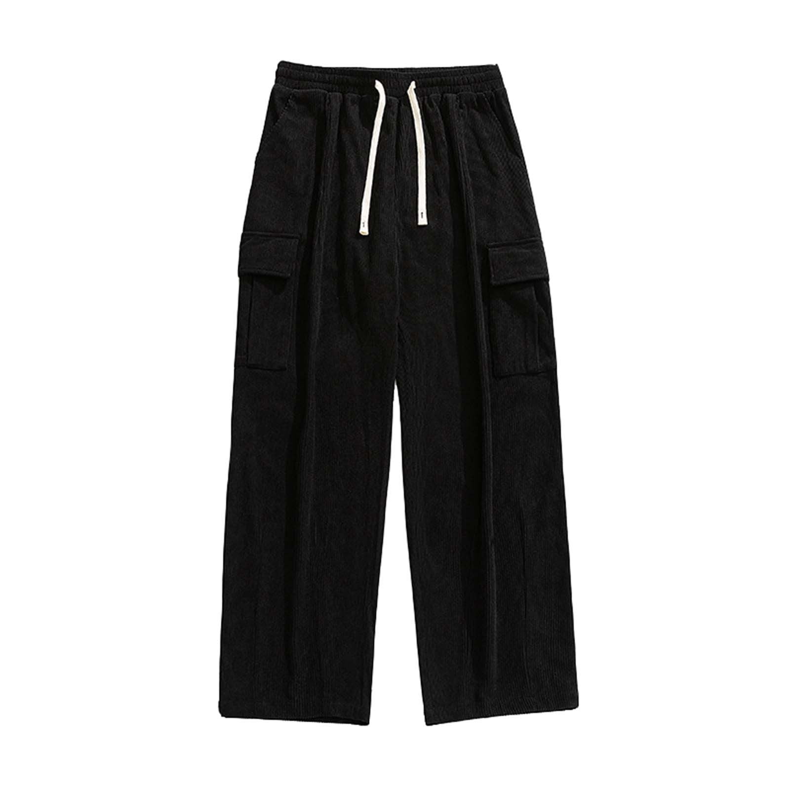 Tosmy Pants For Men Mens Casual Corduroy Pants Elastic Waist Drawstring