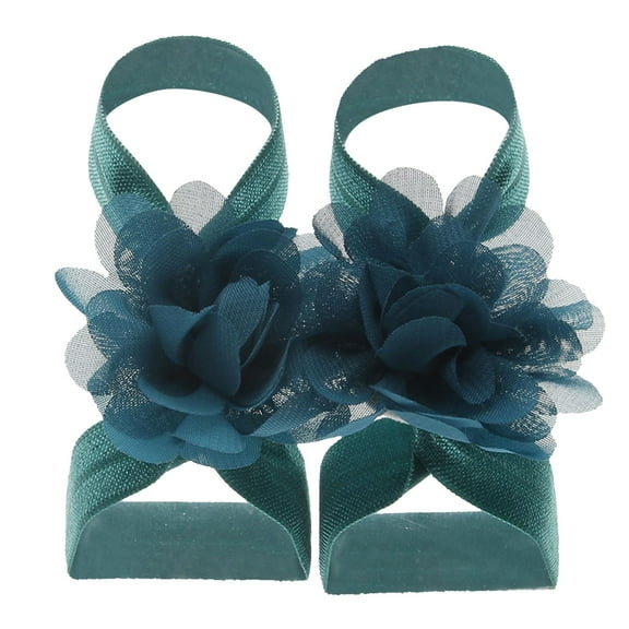 Tosmy Sandals For Girls Solid Chiffon Flower Barefoot Sandals Feet Accessories For Baby Girls Toddlers Kids