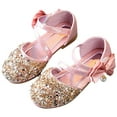 thumbnail image 1 of Tosmy Sandals For Girls Children's Girls Dress Shoes Glitter Princess Sandals Spring Summer Sequin Flat Leather Shoes Children's Dance Shoes For 3.5-4 Years, 1 of 9