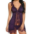 thumbnail image 1 of Tosmy Sexy Lingerie For Women Lace Sling Top Nightdress Deep V Front Open Sexy Lingerie Sleepwear, 1 of 6