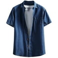 thumbnail image 1 of Tosmy Shirts For Men Slim Fit Washed Denim Shirt For Male Short Sleeve Lightweight For Summer Tops, 1 of 9