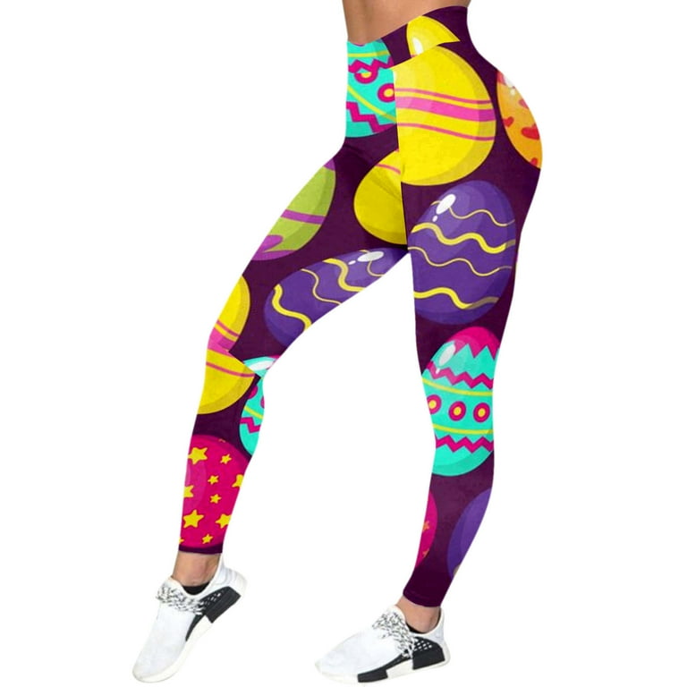 Tosmy Soft Leggings For Women Womens Casual Sports Yoga Pants Colorful Easter Print Tight Leggings Casual Training Pants Cute Patterns Walmart