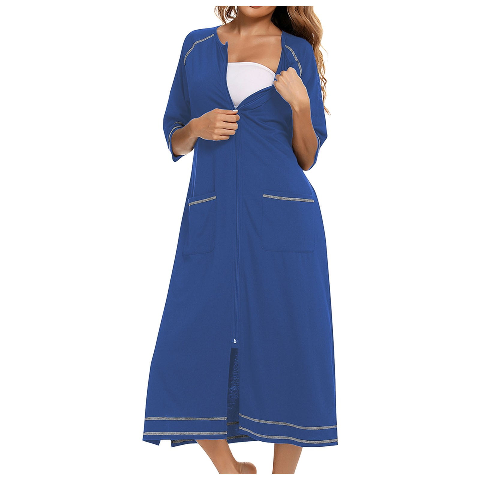 Top Half Robe Tosmy Summer Dress Rubehoow Coat Women's Zipper Front Robes Half Sleeve ...