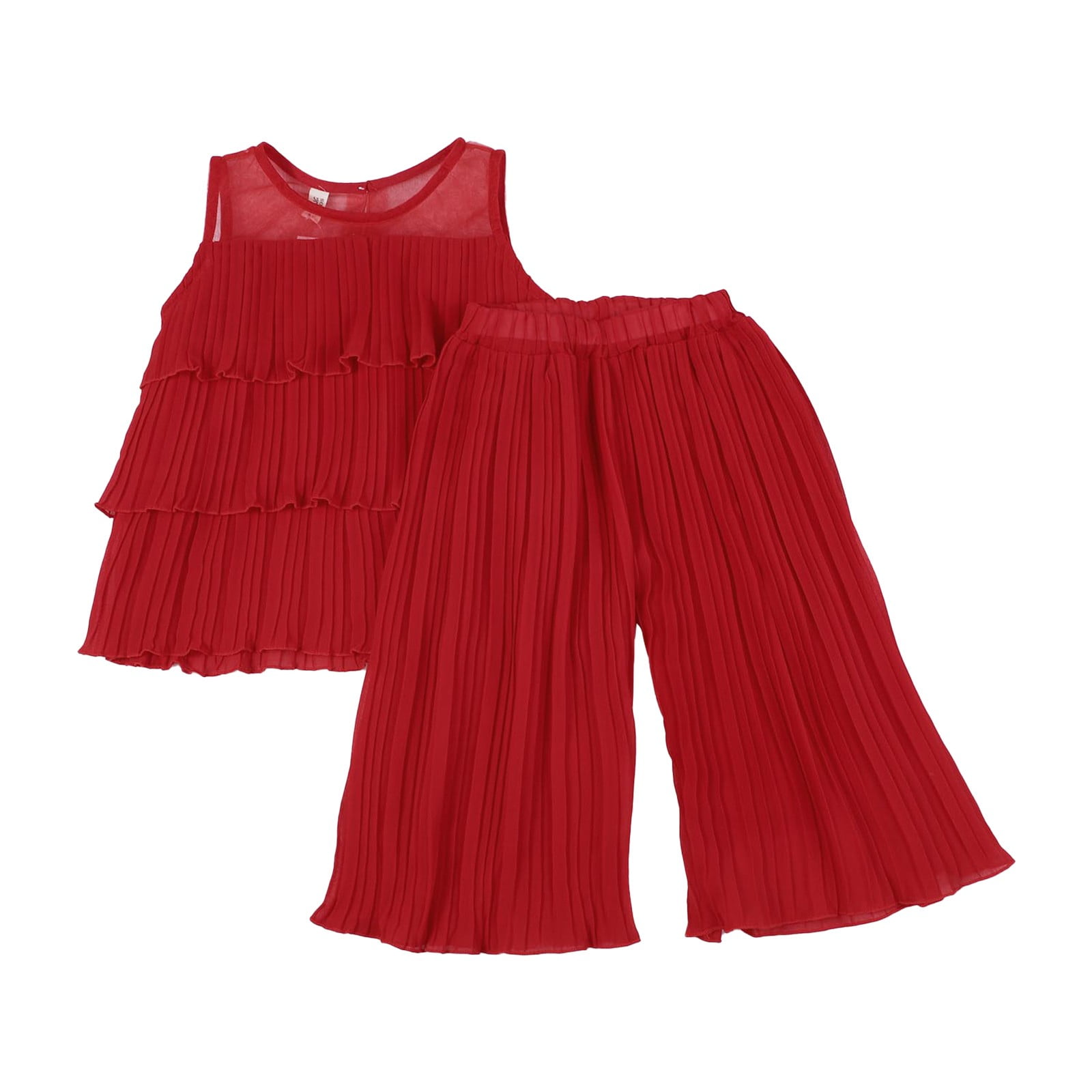 Tosmy Summer Little Girl Clothes Chiffon Suit Children In Pants Two