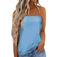 thumbnail image 1 of Tosmy Tank Tops For Women Summer Ladies Print Strapless Bandeau Tank Top Casual Sleeveless Summer Vacation Loose Holiday Shirt Ladies Top Vest For Women Trendy, 1 of 5
