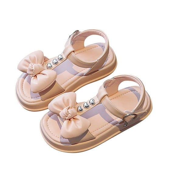 Tosmy Toddler Girl Sandals Kids Baby Summer Girls Sandals Bow Design Princess Shoes Dress Flat Shoes For 10.5-11 Years