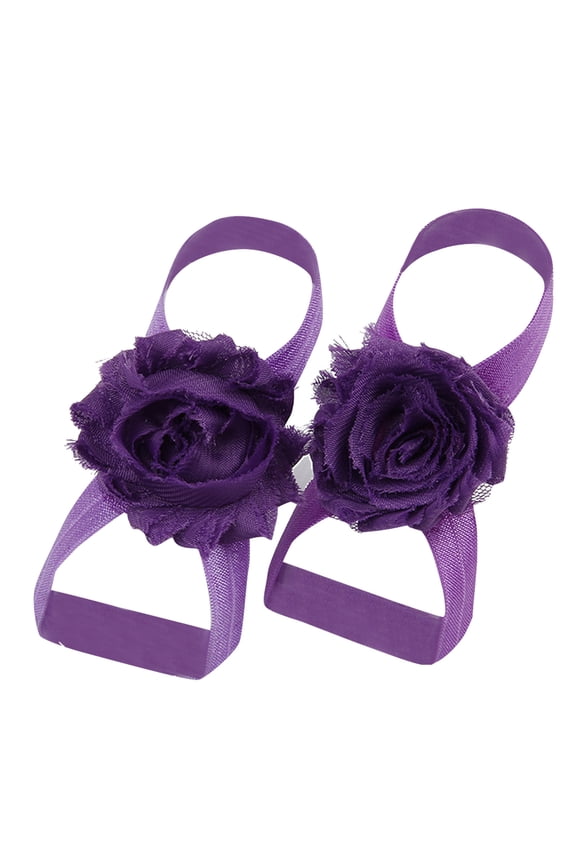 Toddler Girl Sandals Solid Chiffon Flower Barefoot Sandals Feet Accessories For Baby Girls Newborns Infants Toddlers Kids