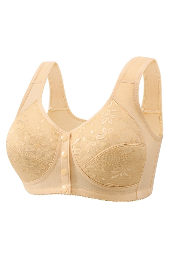 Women Bras Casual Button Down Breathable Top Bra Underwear No Underwire Gathering Everyday Bras