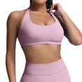 thumbnail image 1 of Tosmy Women Bras Workout Bras Medium Low Support Sports Bras Seamless Open Back Gym Padded Yoga Crop Top Breathable, 1 of 4
