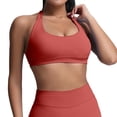 thumbnail image 1 of Tosmy Women Bras Workout Bras Medium Low Support Sports Bras Seamless Open Back Gym Padded Yoga Crop Top Breathable, 1 of 4