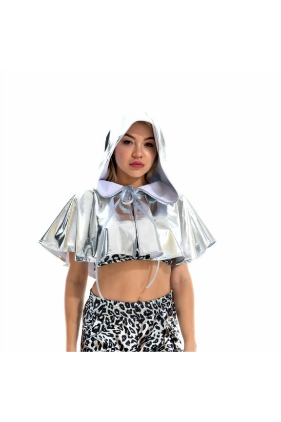 Women's Coat Women Metallic Witch Cloak Hooded Glitter Fall Clothes For Women 2023