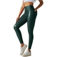 thumbnail image 1 of Tosmy Women's Legging Pants Pocket Pu Leather Pants Waist Compression Body Sculpting High Waist Yoga Pants Comfortable, 1 of 6