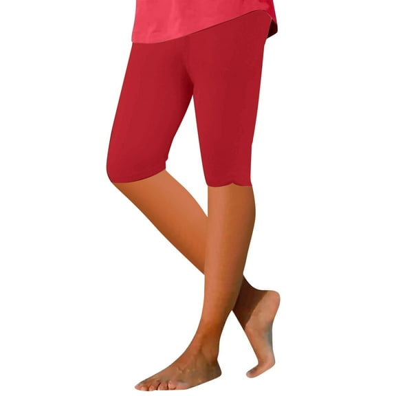 Tosmy Women's Legging Pants Women Long Shorts Leggings Soft Breathable Sports Slim Comfortable Shorts Summer Fashion Classic Knee Length Leggings Comfortable