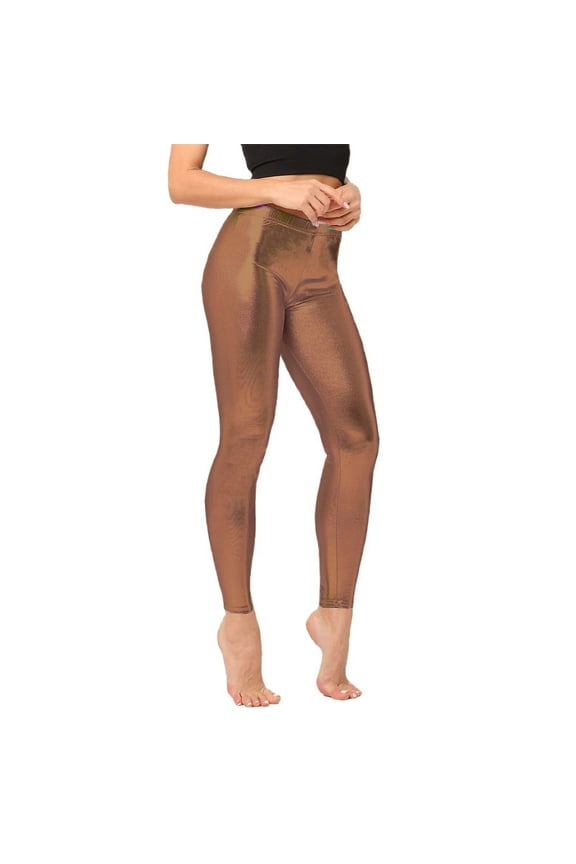 Women's Legging Pants Womens Colorful Shiny Leather Leggings Metallic Finish Skinny Fit Cropped Ankle Length For Fall Versatile Fashion Pants Comfortable