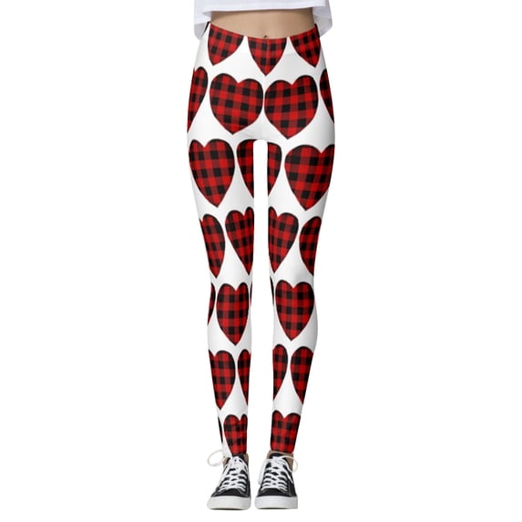 Tosmy Women's Leggings Pants Pilates Love Print Valentine's Day Women's Leggings Running Day Stripes Pants For Running Yoga Pants For Women