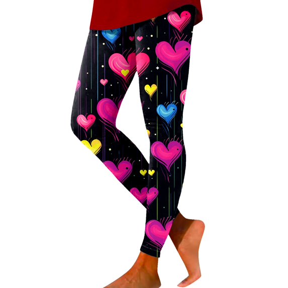 Tosmy Women's Leggings Valentine's Day Women Print Tights Leggings Control Yoga Sport Leggings For Women High Waist Leggings Soft