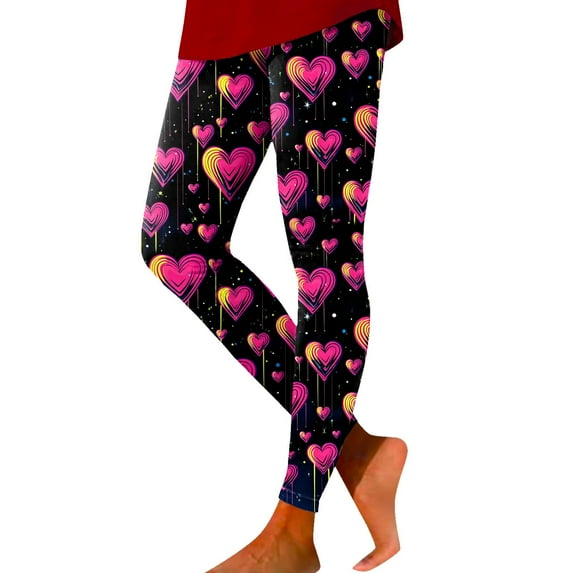 Tosmy Women's Leggings Valentine's Day Women Print Tights Leggings Control Yoga Sport Leggings For Women High Waist Leggings Yoga Pants For Women