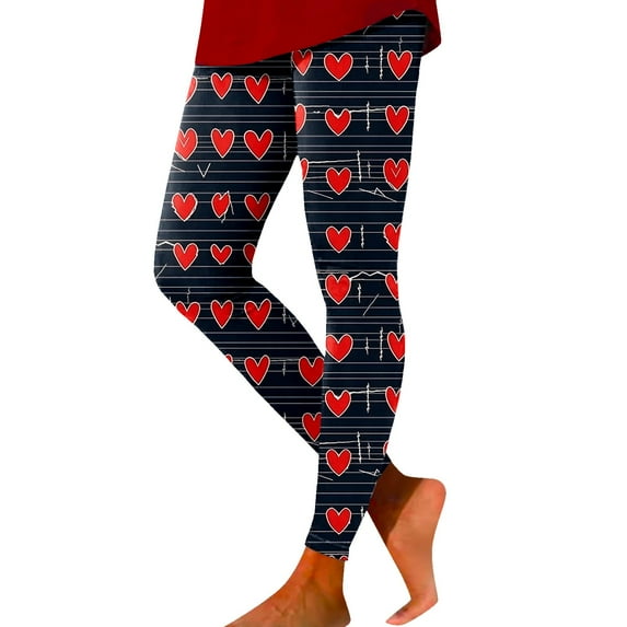 Tosmy Women's Leggings Valentine's Day Women Print Tights Leggings Control Yoga Sport Leggings For Women High Waist Leggings Yoga Pants For Women