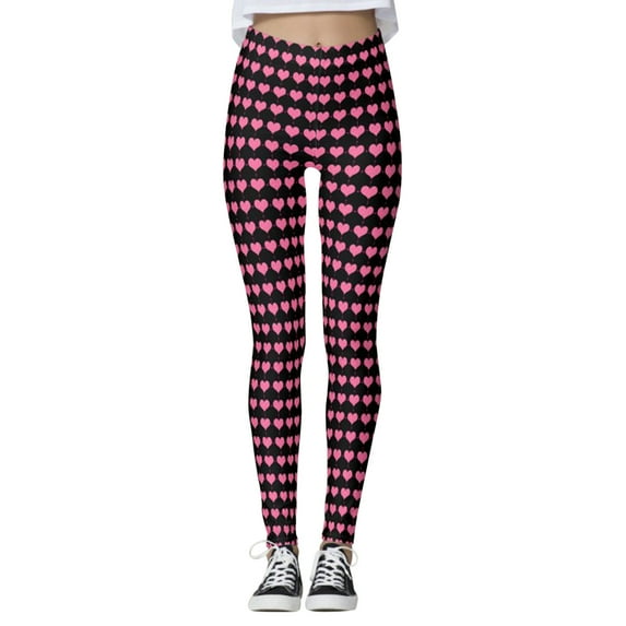Tosmy Women's Leggings Women Valentine's Day Print Pants Leggings Running Pilates Long Leggings Pants
