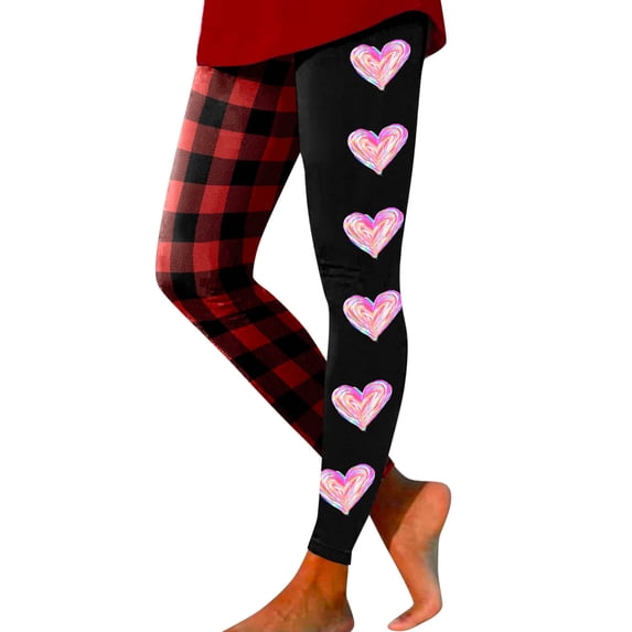 Tosmy Women's Leggings Women Valentine's Day Print Tights Leggings Control Yoga Sport Leggings For Women Leggings Pants