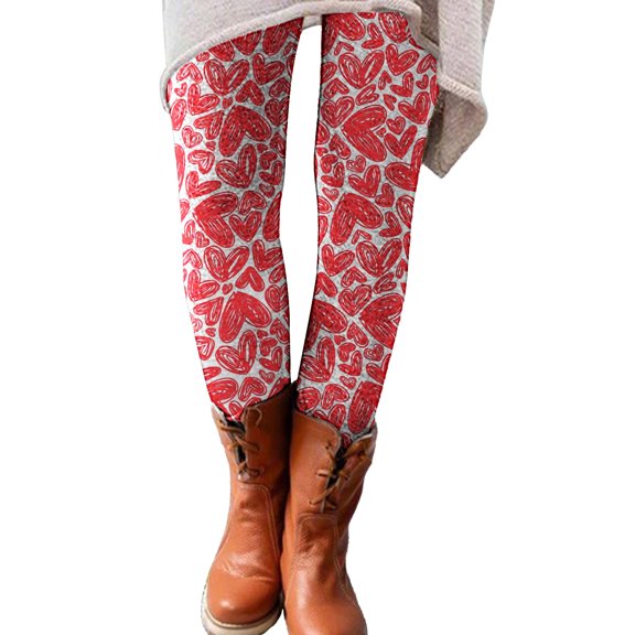 Tosmy Women's Leggings Womens Valentine's Day Cute The Print Casual Comfortable Home Leggings Boot Pants Pants