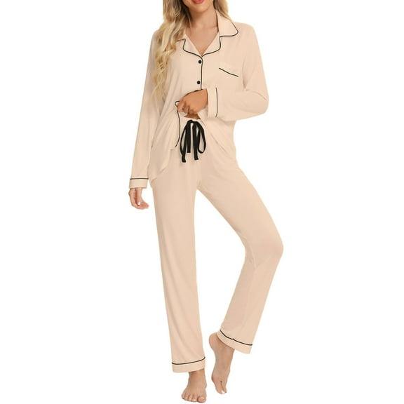 Tosmy Women's Pajamas Sets New Fall Ladies Pajama Set Long Sleeve Trousers Casual Home Wear Soft Sleepwear