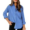 thumbnail image 1 of Tosmy Womens Blouse 2025 Womens Button Down Shirts Striped Dress Shirt Long Sleeve Collared Work Pinstripes Blouses Tops Business Fashion, 1 of 6