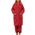 thumbnail image 1 of Tosmy Womens Pajama Sets Female Fuzzy Pajama Set Warm Long Sleeve Sleepwear Loungewear Thermal Nightwear With Pockets Loungwear, 1 of 6