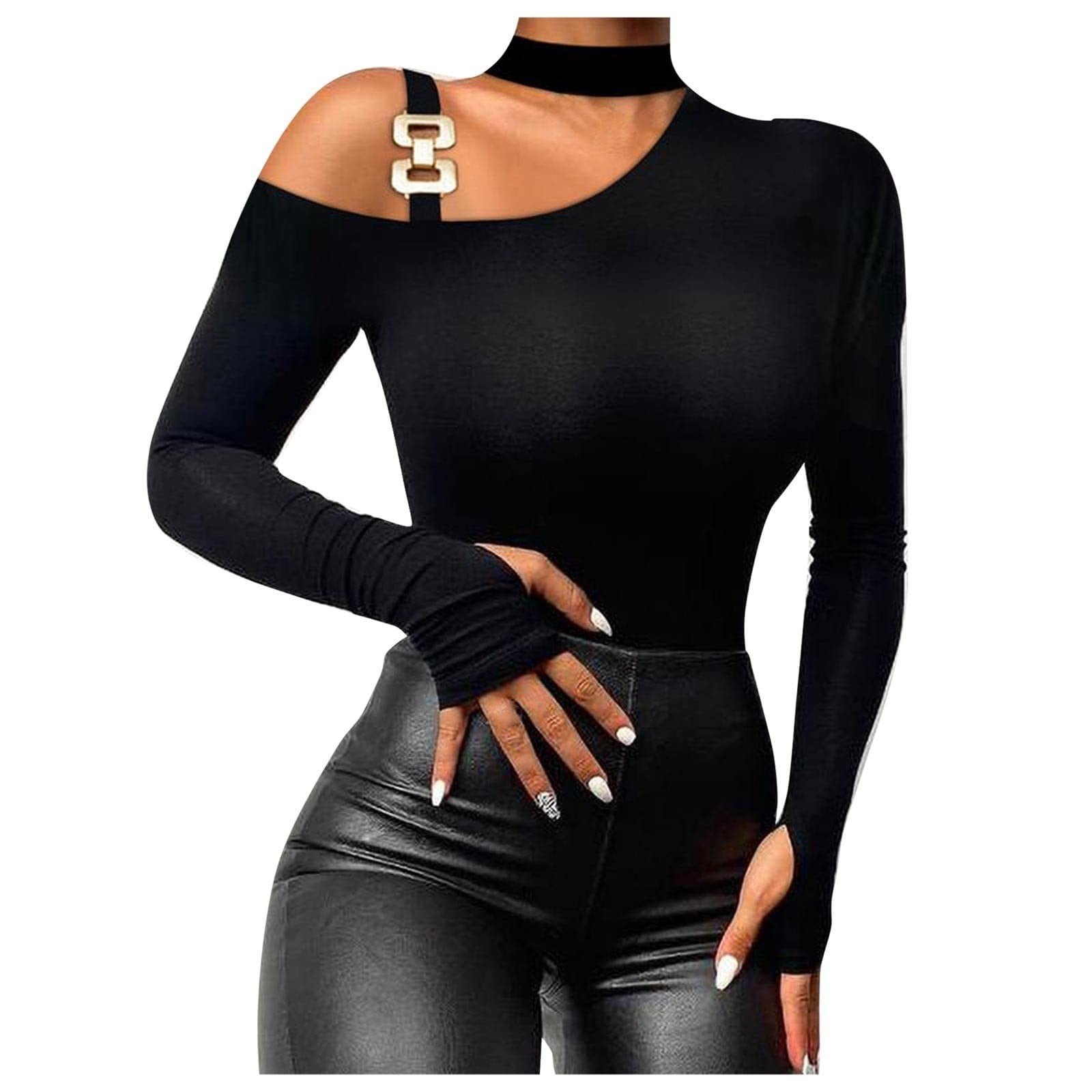 Fashion sexy hollow lace long sleeve irregular top online
