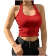 thumbnail image 1 of Tosmy Womens Tank Tops Ladies Sleeveless Backless Scroop Neck Slim Stretchy Ribbed Knit Camisole Crop Tops Camisole, 1 of 5
