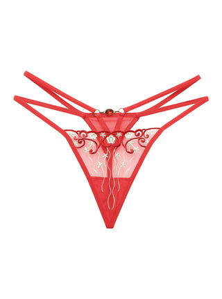 HEVIRGO Women Invisible Underwear Open Back Knickers C-String Thong  Sleepwear,2#rose Red