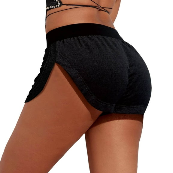 Tosmy Workout Shorts Women's Velvet Booty Yoga Shorts Sexy High Waist Pole Dance Hot Pants Gym Workout Active Slim Fit Rave Shorts Bottoms Active Shorts