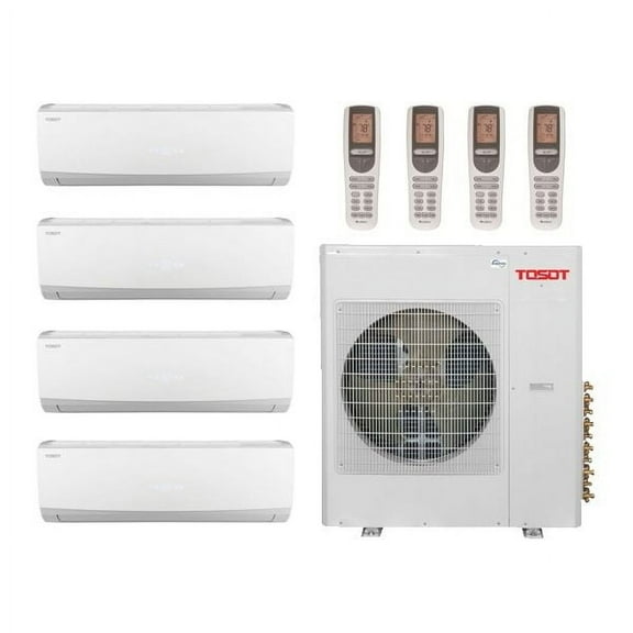 Tosot Multi-Zone 39000 BTU (21 SEER DOE) 4-Zone Ductless Mini Split Heat Pump System, White