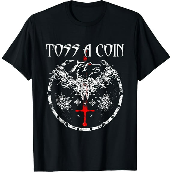 Toss A Coin Shirt Wolf Graphic Shirt Mystery Shirts Gamer Mens T-Shirt