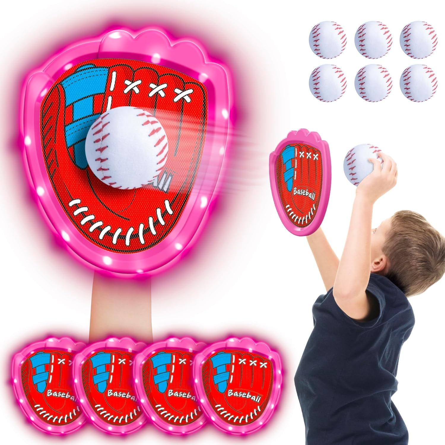 Sticky Hands Toss And Catch Ball Game Set,Fun Outdoor Toys For Kids Ages 3  4 5 6 7 8, Outside Yard Pool Beach Toddler Baseball Glove For Boys Velcro  Ball And Catch Game, image size:1500x1500