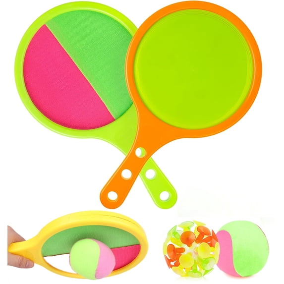 Toss and Catch Ball Set with 2 Paddles 2 Balls,Happon Ball Catch Set Games Toss Paddle,Sticky Ball Catch Game,Beach Paddle Game Set for Outdoor Beach, Yard