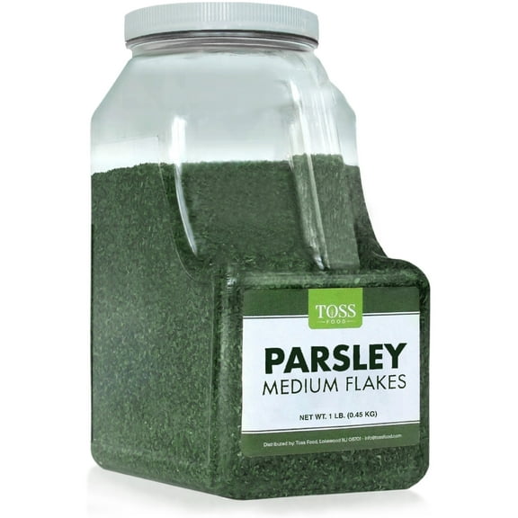 Toss English Parsley Flakes Medium Bulk 1 LB - Great Source of Fiber, Calcium & Iron - Great Addition to Cooking and Baking - Kosher