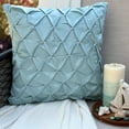 thumbnail image 1 of Toss Pillow Cover, Blue 14"x14" (35x35 cm) Cushion Cover, Satin Textured & Pintucks Throw Pillow Cover&nbsp;For Sofa, Solid Color Pattern Modern Style - Sea Crunch, 1 of 12