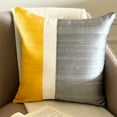 thumbnail image 1 of Toss Pillow Cover, Decorative Yellow & Grey 20"x20" (50x50 cm) Pillow Covers, Silk Color Block Patchwork Throw Pillows For Sofa, Patchwork Pattern Modern Style - Splendour Yellow, 1 of 10