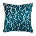 thumbnail image 1 of Toss Pillow Covers, Decorative Handmade Leaf Pillow Cover, 14x14 inch (35x35 cm) Burnout Velvet Pillowcase, Square Teal Blue Throw Pillows Cover, Nature & Floral - Teal Blue Spruce, 1 of 5