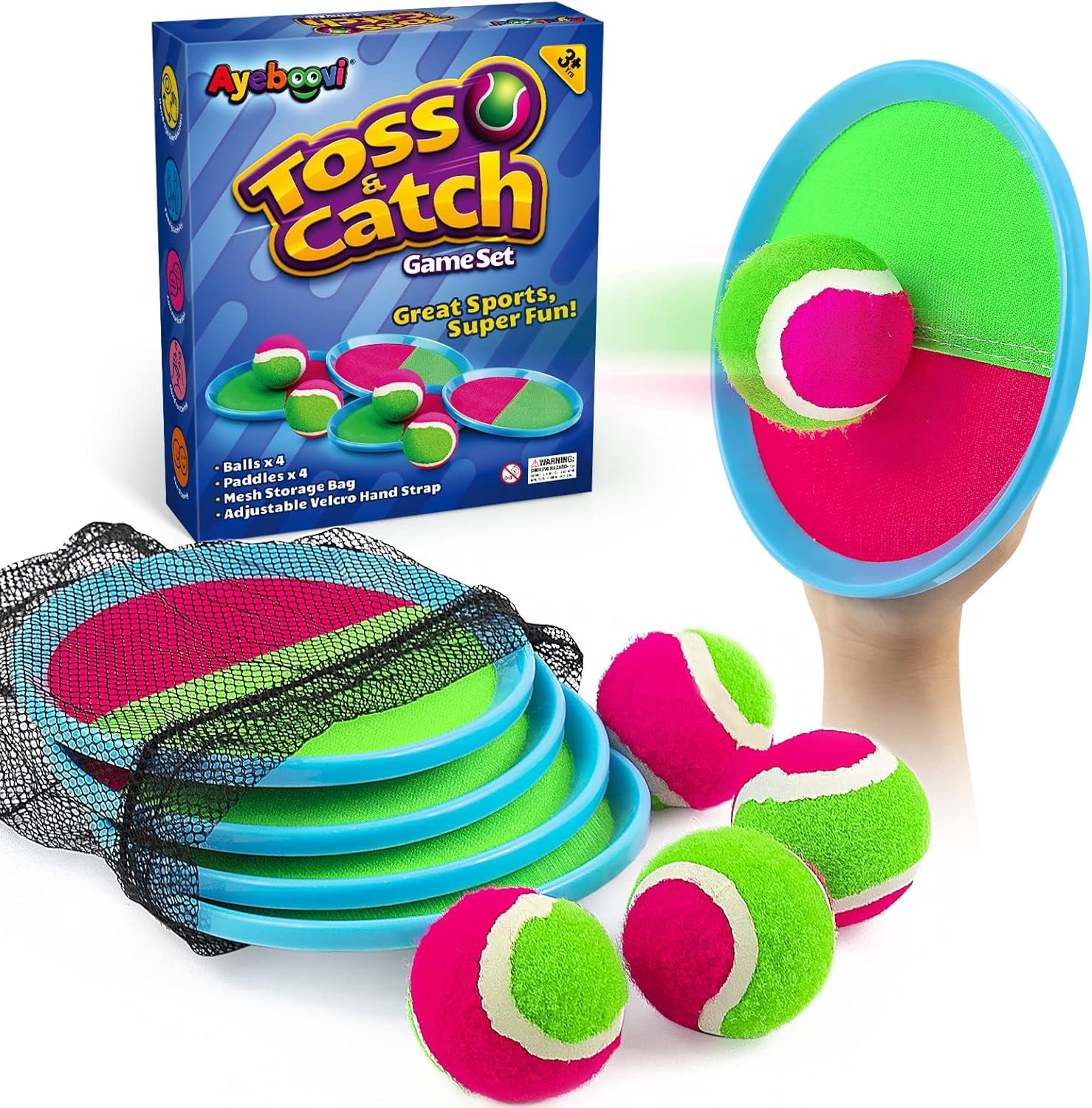 Toss and Catch Ball Game Outdoor Toys for Kids Yard Games Beach Toys Outside Games for 3 4 5 6 7 8 9 10 Year Old Boys Girls (Upgraded)