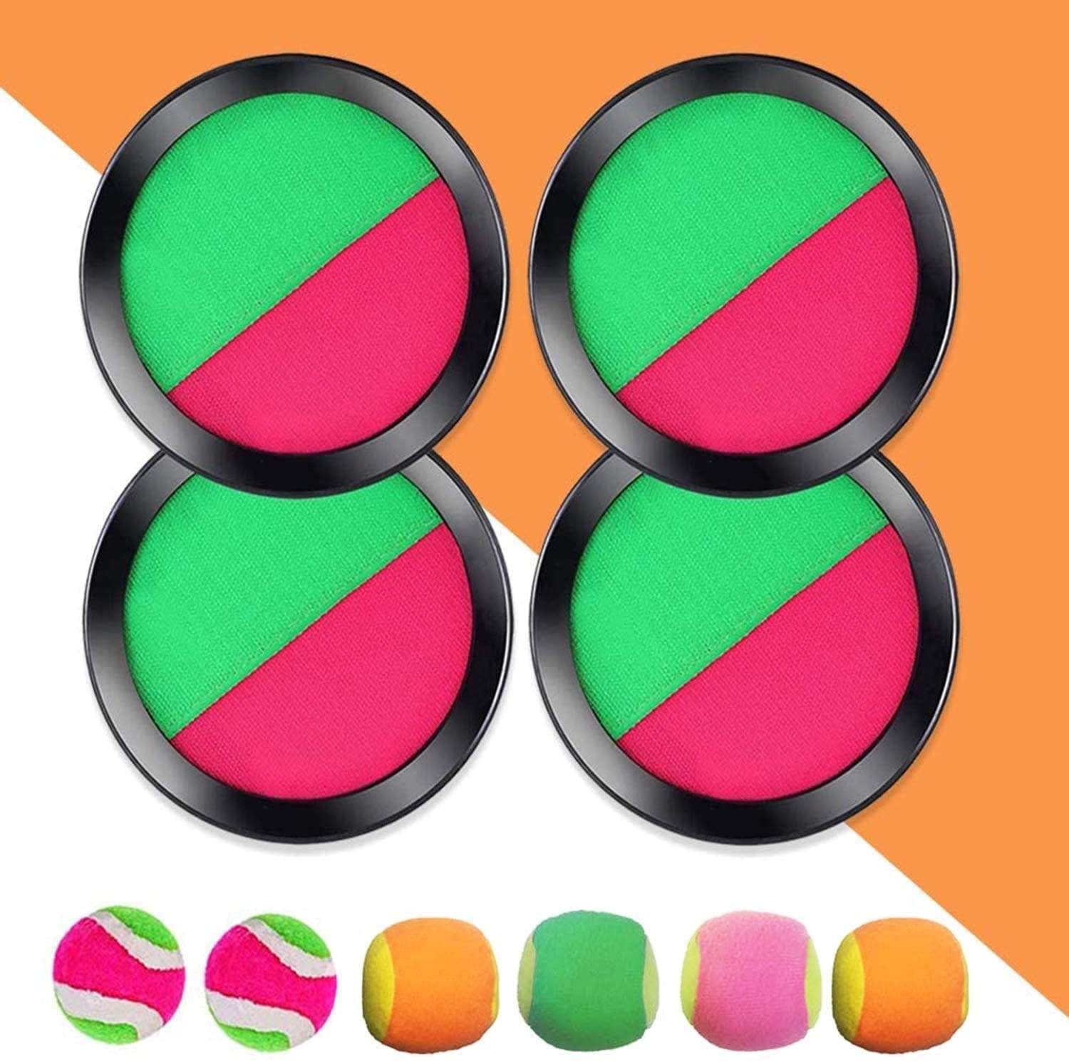 Toss and Catch Ball Game Set, GVDV 4 Discs & 6 Balls Outdoor Games for Kids/Adults