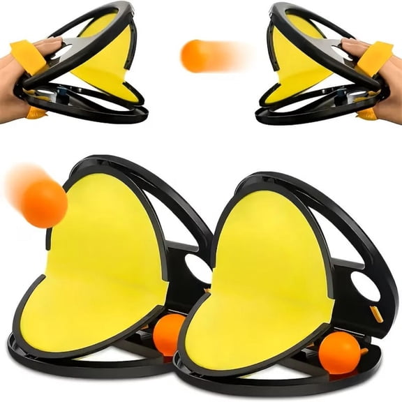 JiyLaup Toss and Catch Ball Game Set Double Player Match Interactive Educational Portable Parent Child Toy 6 Count