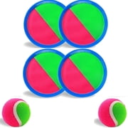 Toss and Catch Ball Set, Paddle Toss and Catch Ball Game, Classic Outdoor Beach Backyard Game, Christmas Gift, 4 Paddles and 2 Balls