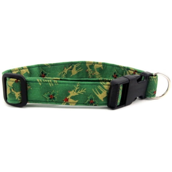 Tossed Gold Reindeer Dog Collar - Size - Small