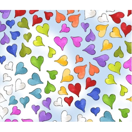 Tossed Happy Hearts Blue Sky Fabric sold by the yard by Loralie Designs