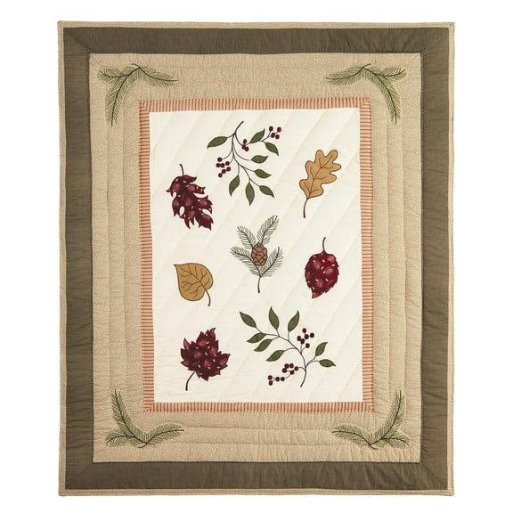 Tossed Leaves 100% Cotton Handstitched Fall Throw Blanket 50" x 60"